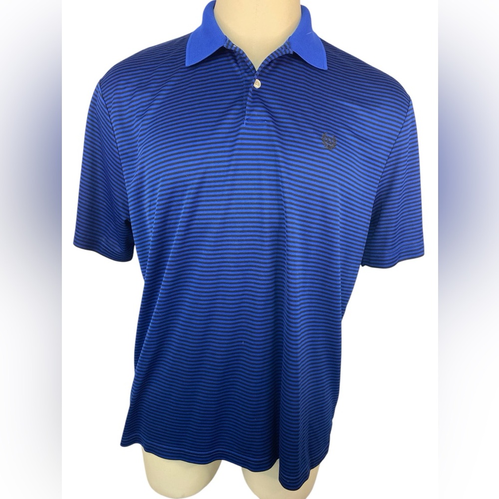 Chaps Navy and Black Striped Polo Shirt Men’s XXL